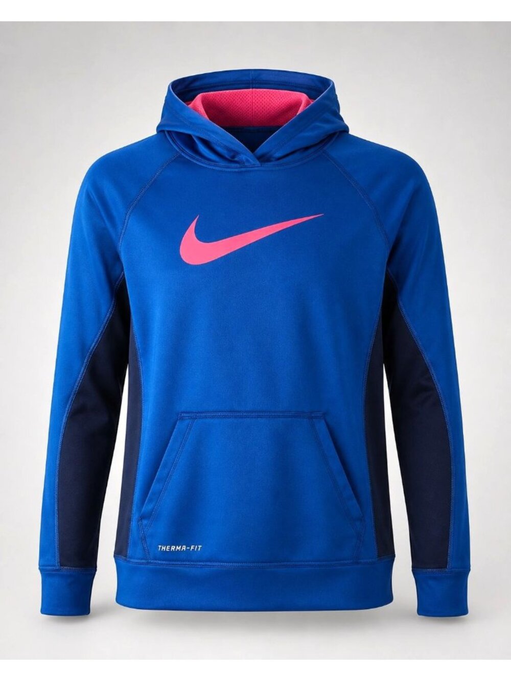 Nike Dri Fit Hoodie Youth Medium Blue Black Magenta Pullover Hooded Sweatshirt